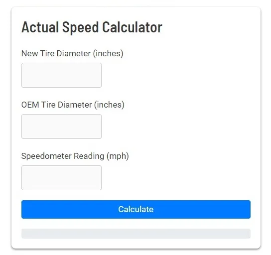 Tire Size Speed Calculator